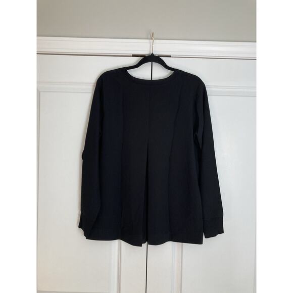 Vince Womens Small Black Ribbed Crew Neck Inverted Pleat Crepe Pullover Sweater - Picture 7 of 9